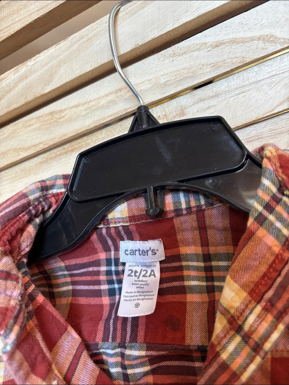 Carter's Red and Yellow Plaid Button-Down Shirt 2T